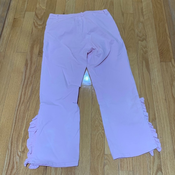 Zara Pink Ruffle Slit Cropped Pants - Picture 2 of 5